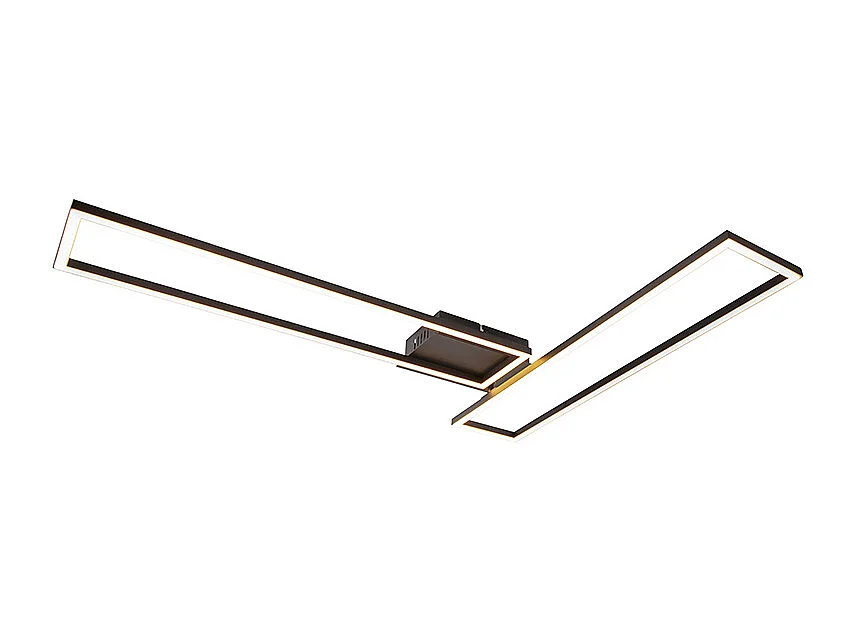 Plafonnier allongé noir 3 niveaux de luminosité - Plazas Novo