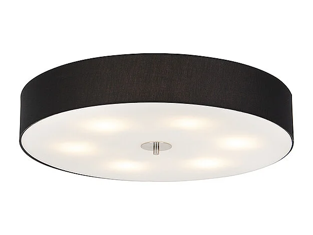 Plafonnier rond de style campagnard noir 70 cm - Drum