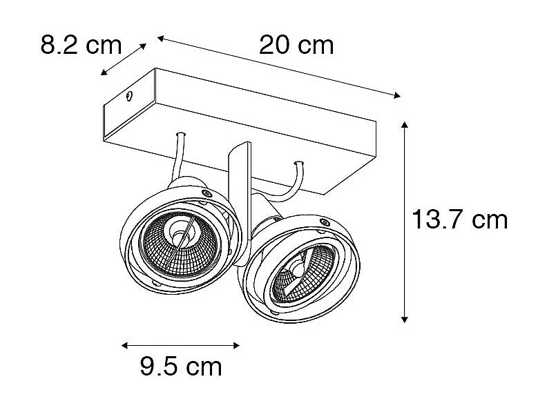 Spot moderne noir 2 lumières - Master 70