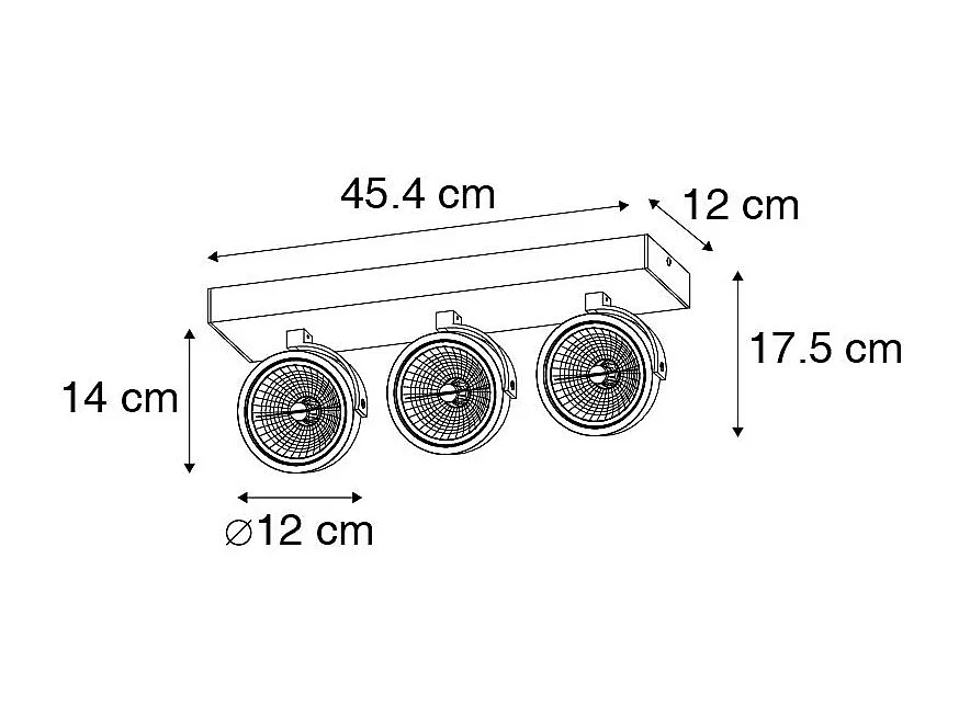 Spot industriel noir orientable 3 lumières - Go