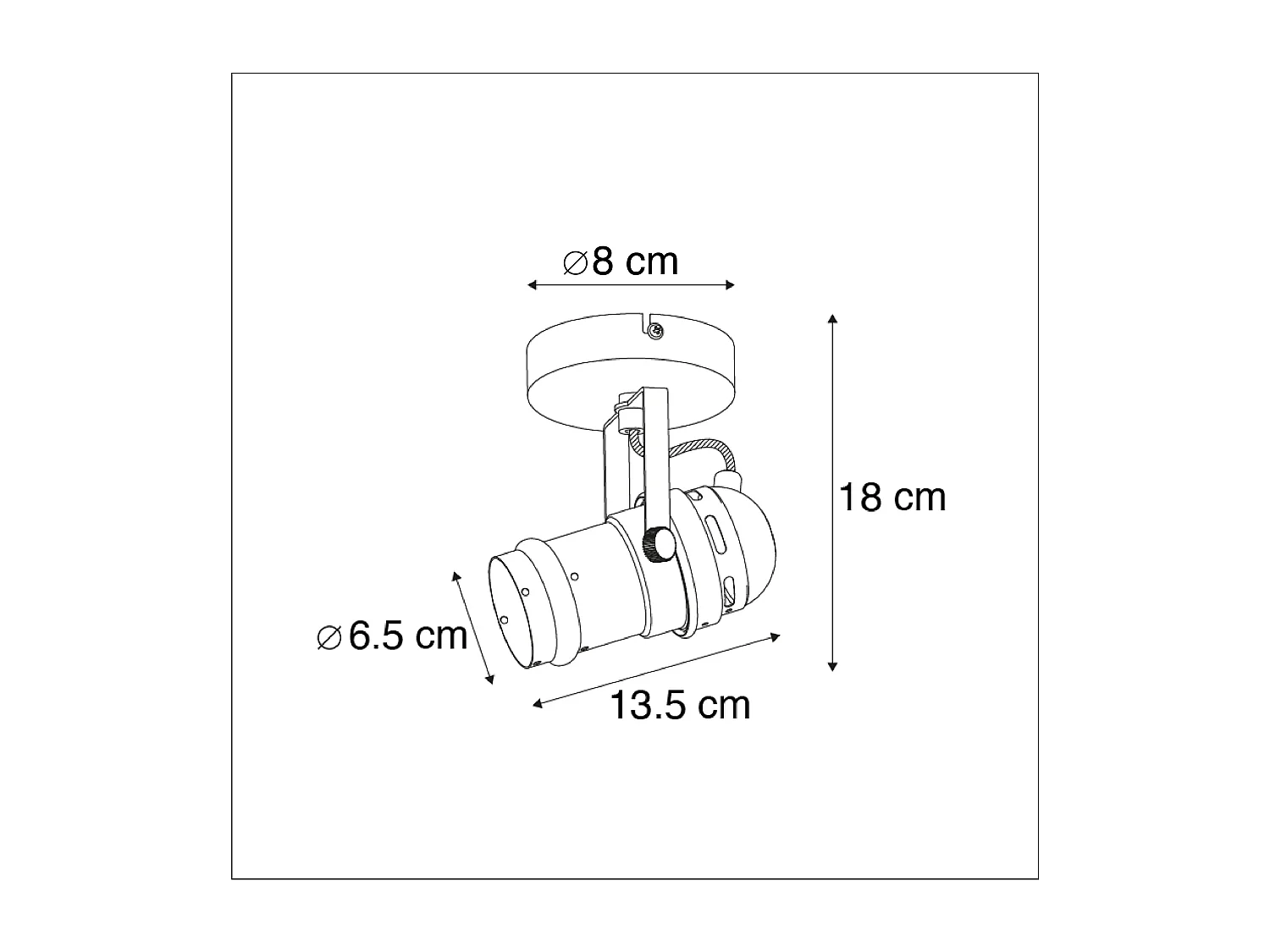 Spot industriel noir orientable et inclinable sans abat-jour - Movie