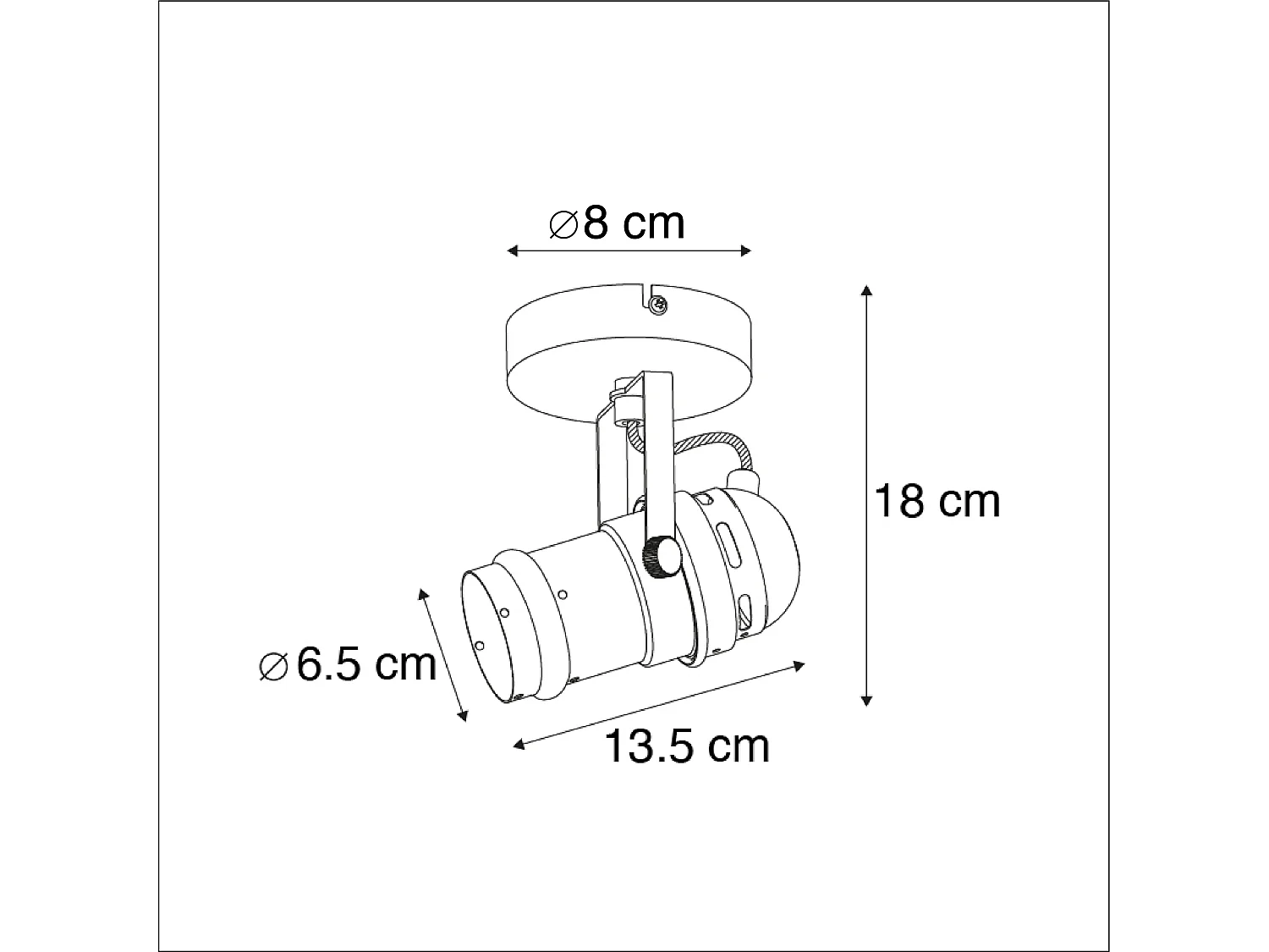 Spot industriel noir orientable et inclinable sans abat-jour - Movie