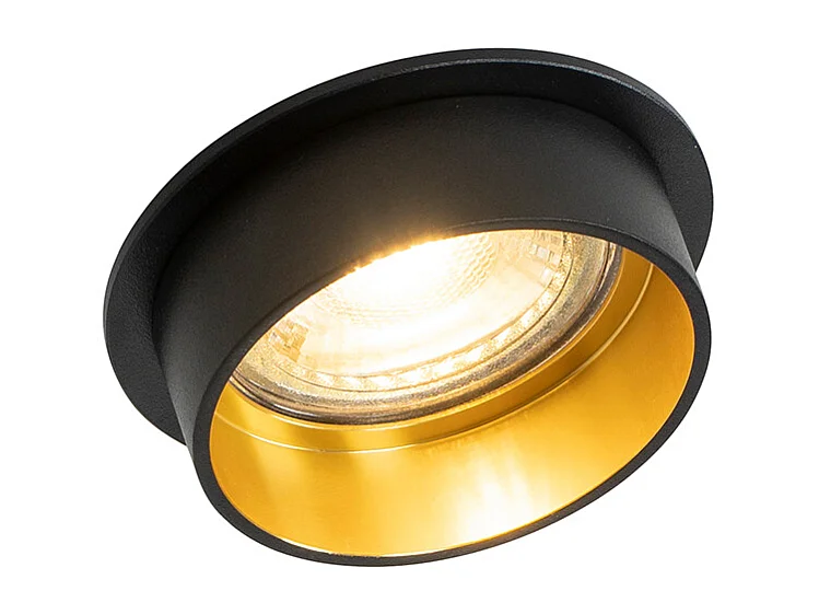 Spot encastré moderne noir avec intérieur doré - Insta