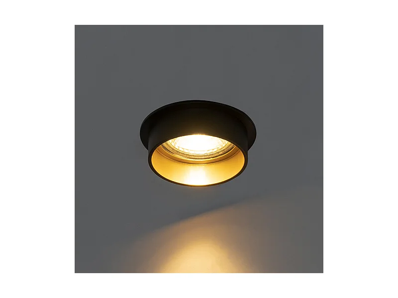 Spot encastré moderne noir avec intérieur doré - Insta