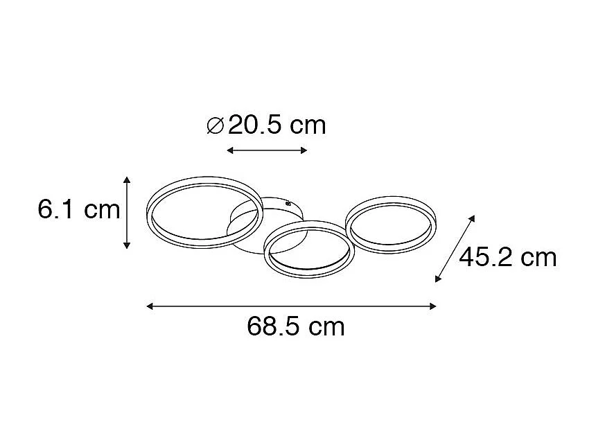 Plafonnier design blanc avec LED intégrée 3 niveaux de luminosité 3 lumières - Pande