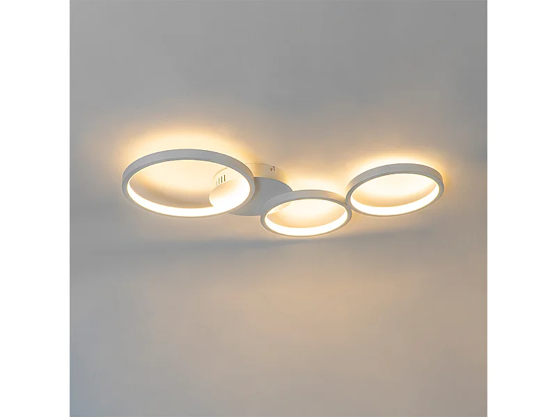 Plafonnier design blanc avec LED intégrée 3 niveaux de luminosité 3 lumières - Pande