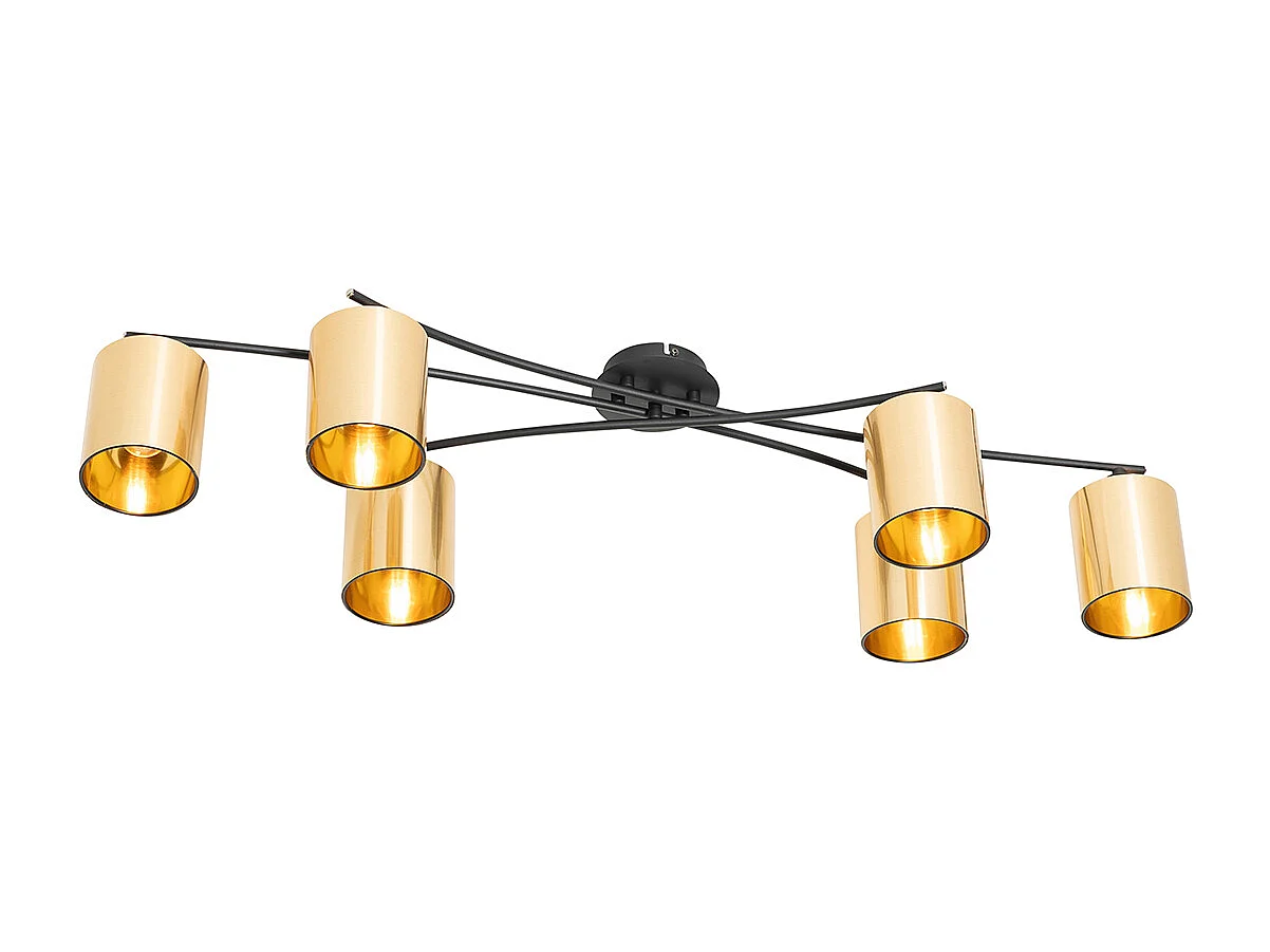 Plafonnier moderne noir avec or 6 lumières - Lofty