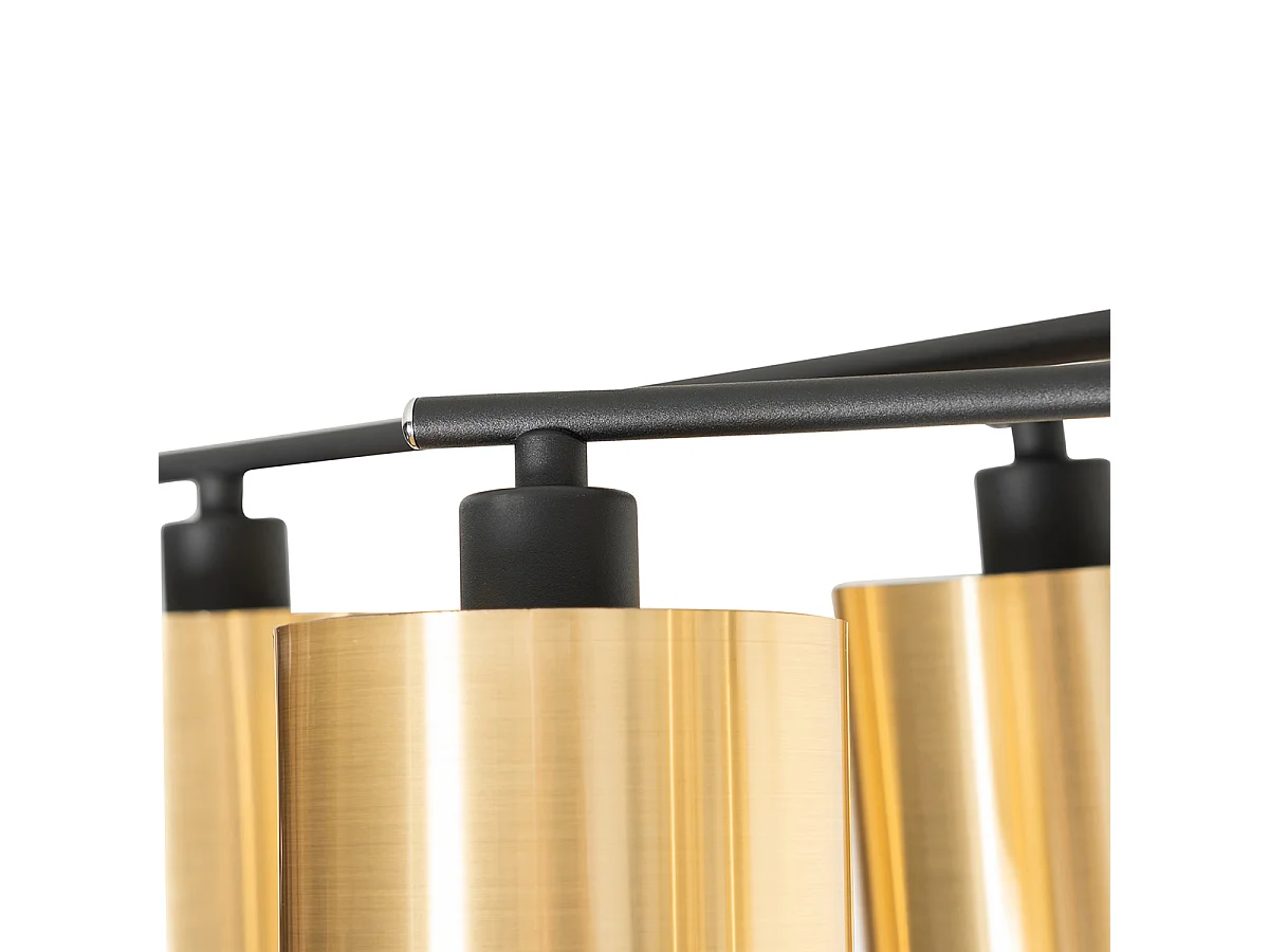 Plafonnier moderne noir avec or 6 lumières - Lofty