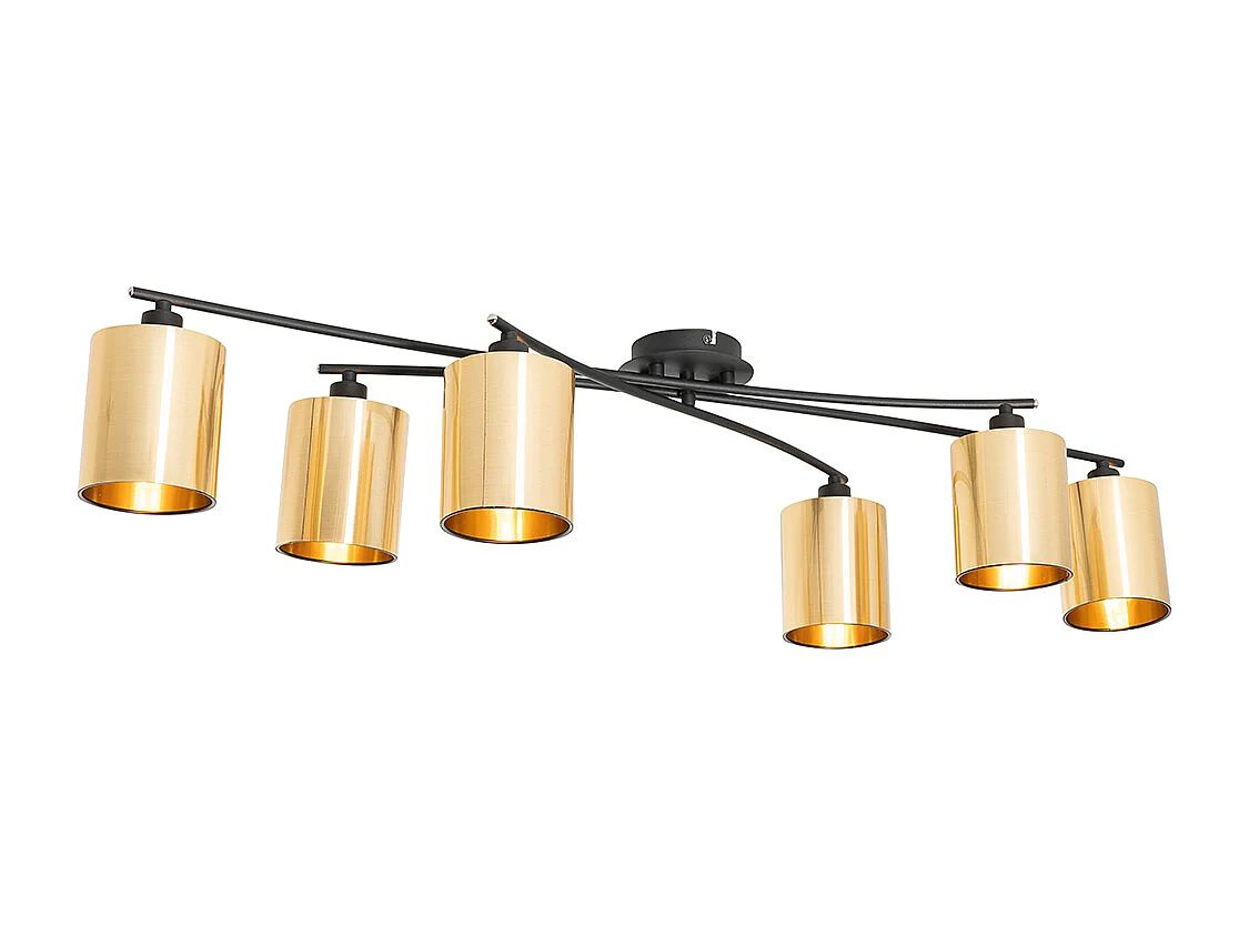 Plafonnier moderne noir avec or 6 lumières - Lofty