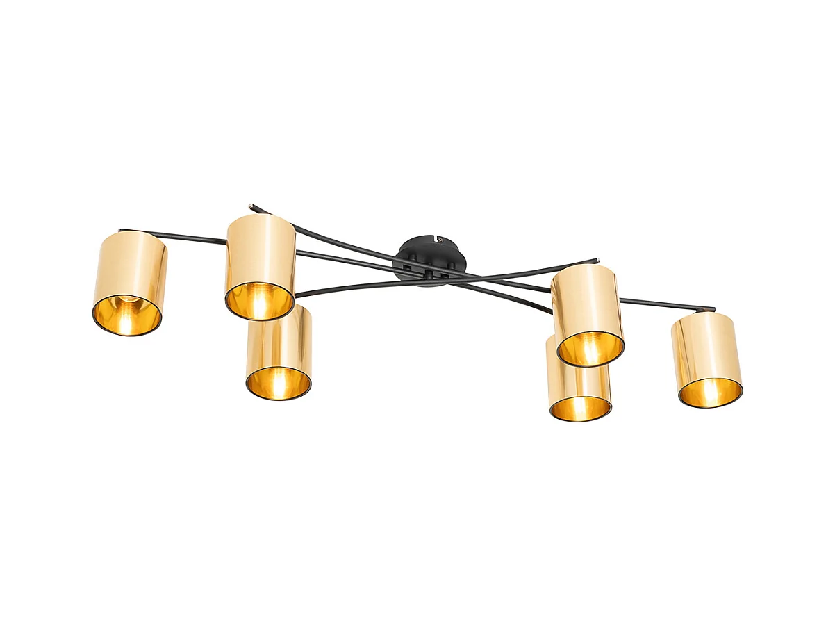 Plafonnier moderne noir avec or 6 lumières - Lofty