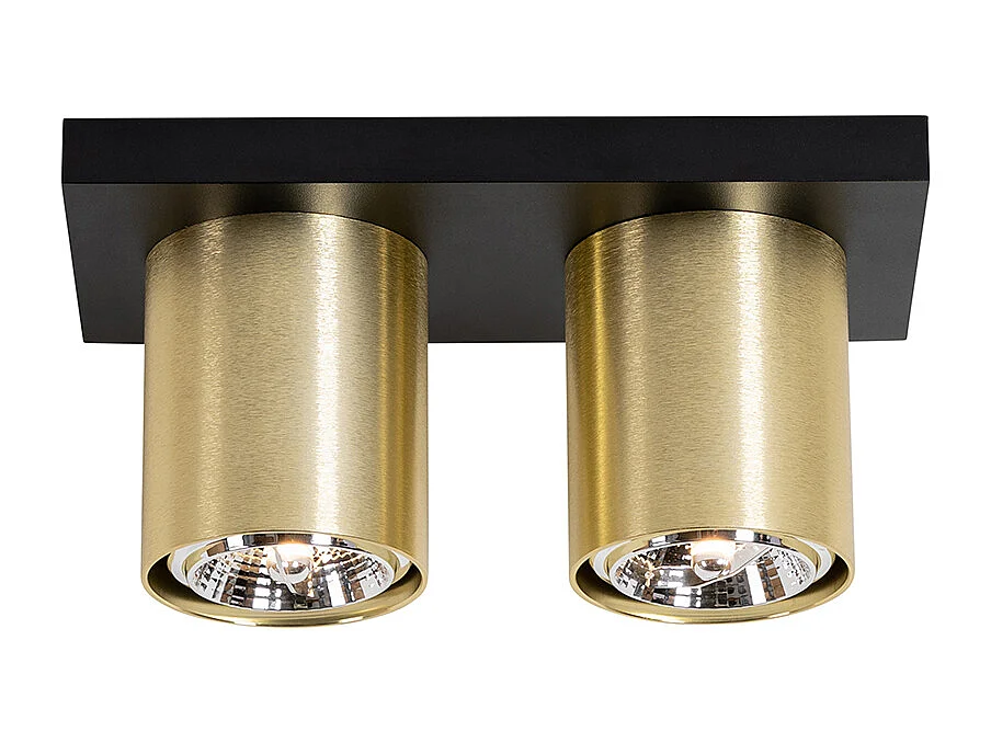 Plafonnier spot moderne noir avec or 2 lumières - Tubo