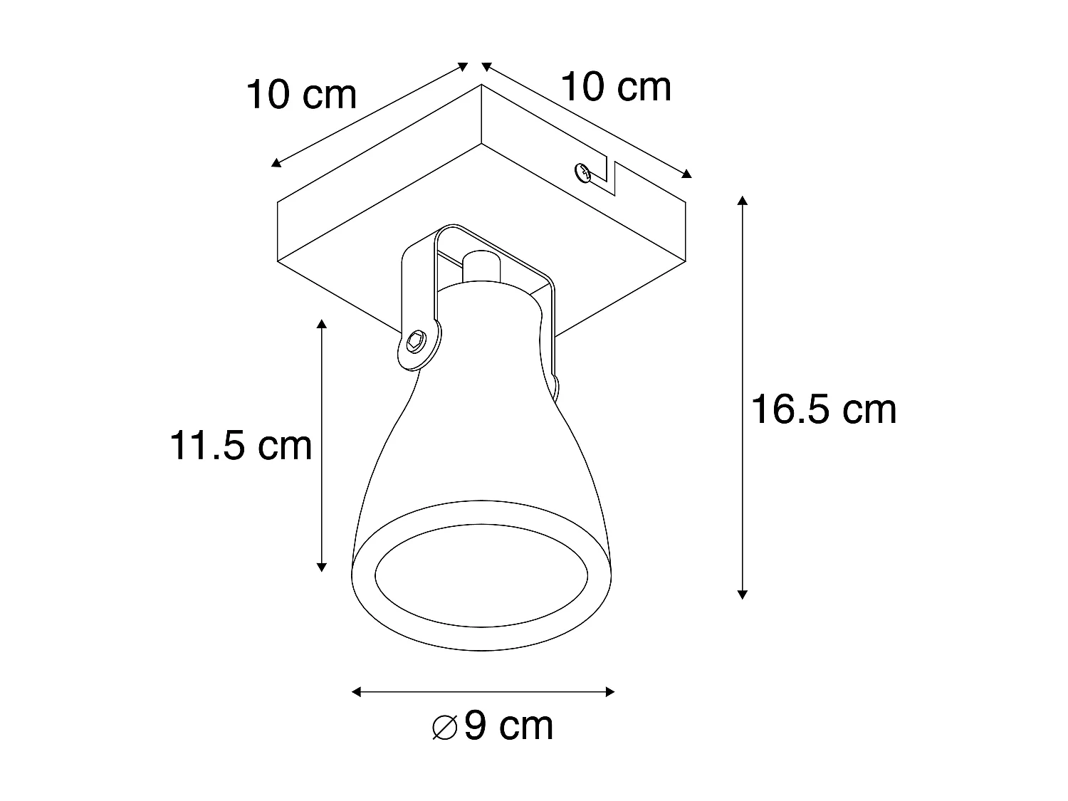 Lot de 4 spots industriels béton gris 1 lumière - Creto