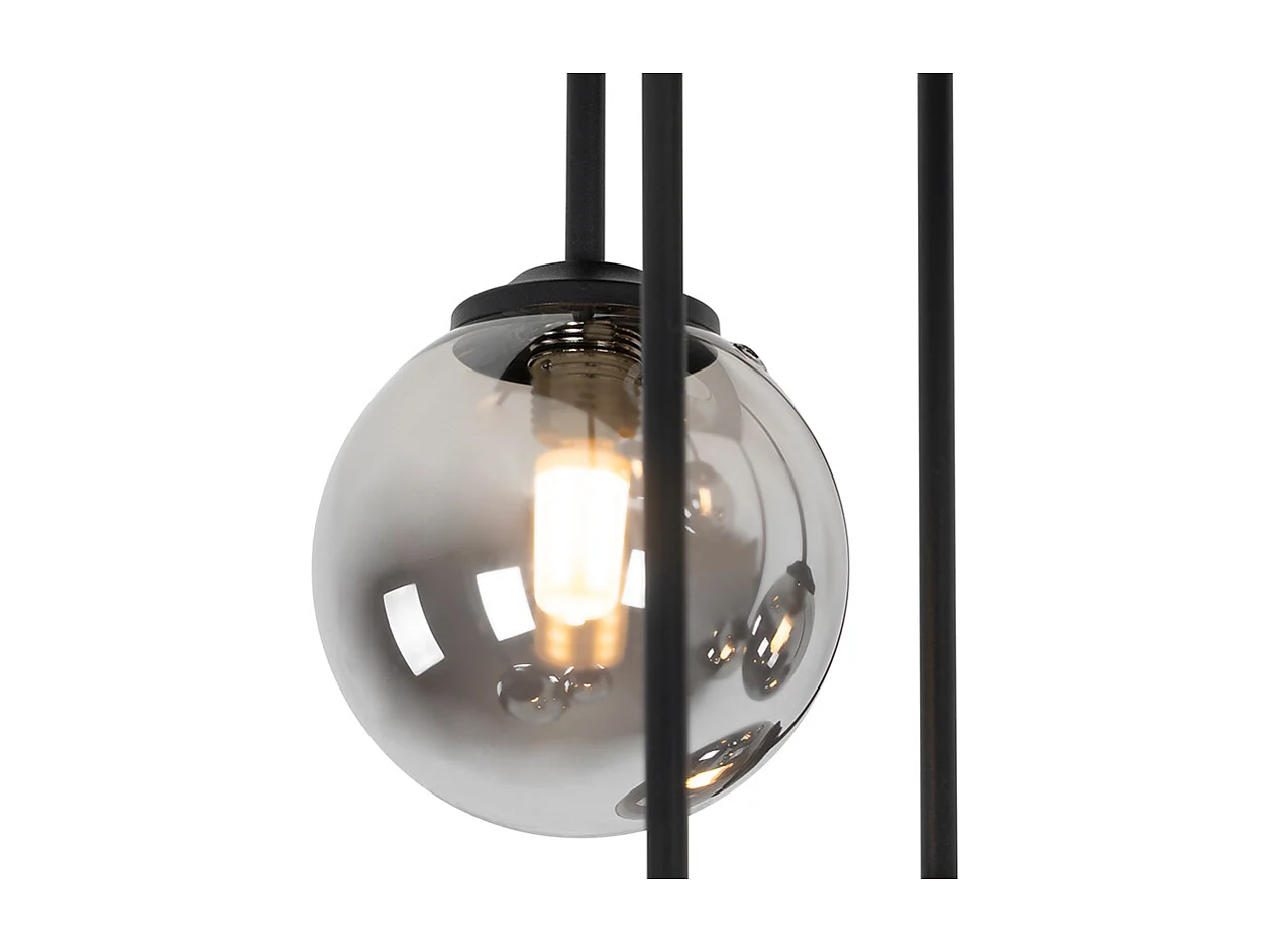 Plafonnier moderne noir 9 lumières avec verre fumé - Athènes