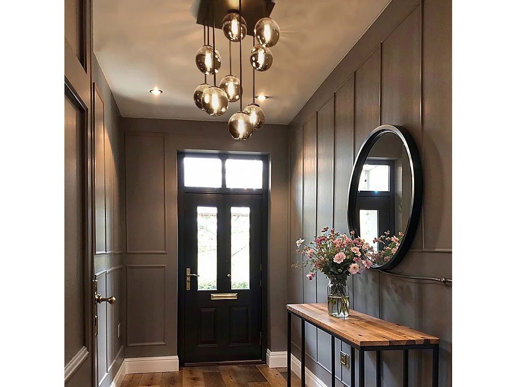 Plafonnier moderne noir 9 lumières avec verre fumé - Athènes