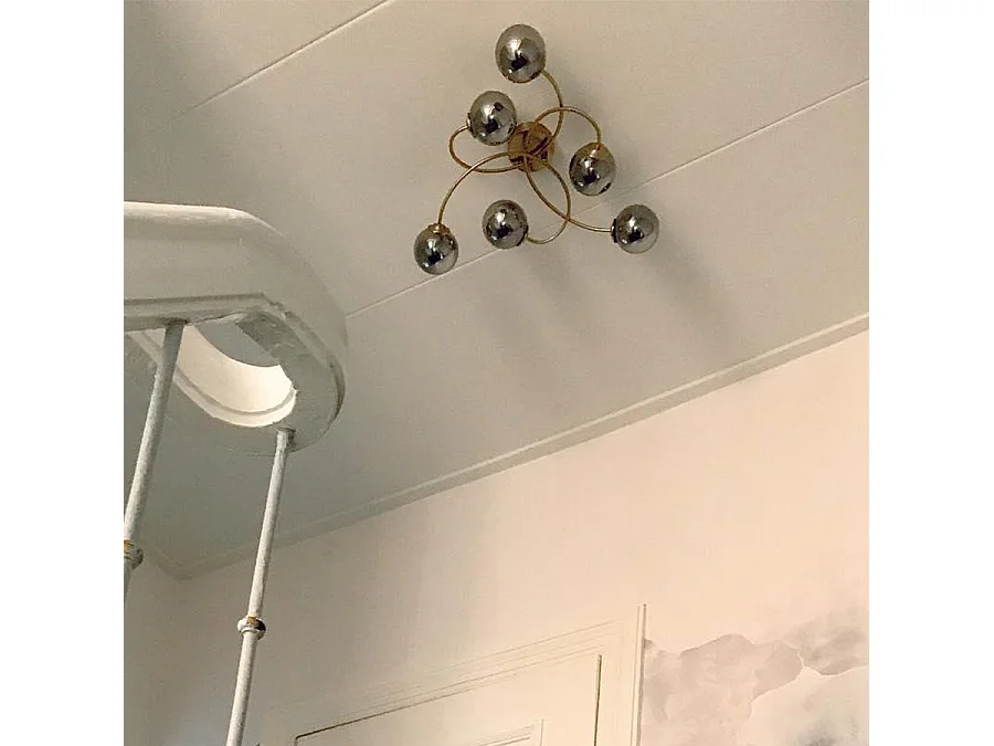 Plafonnier moderne doré à 6 lumières avec verre fumé - Athènes