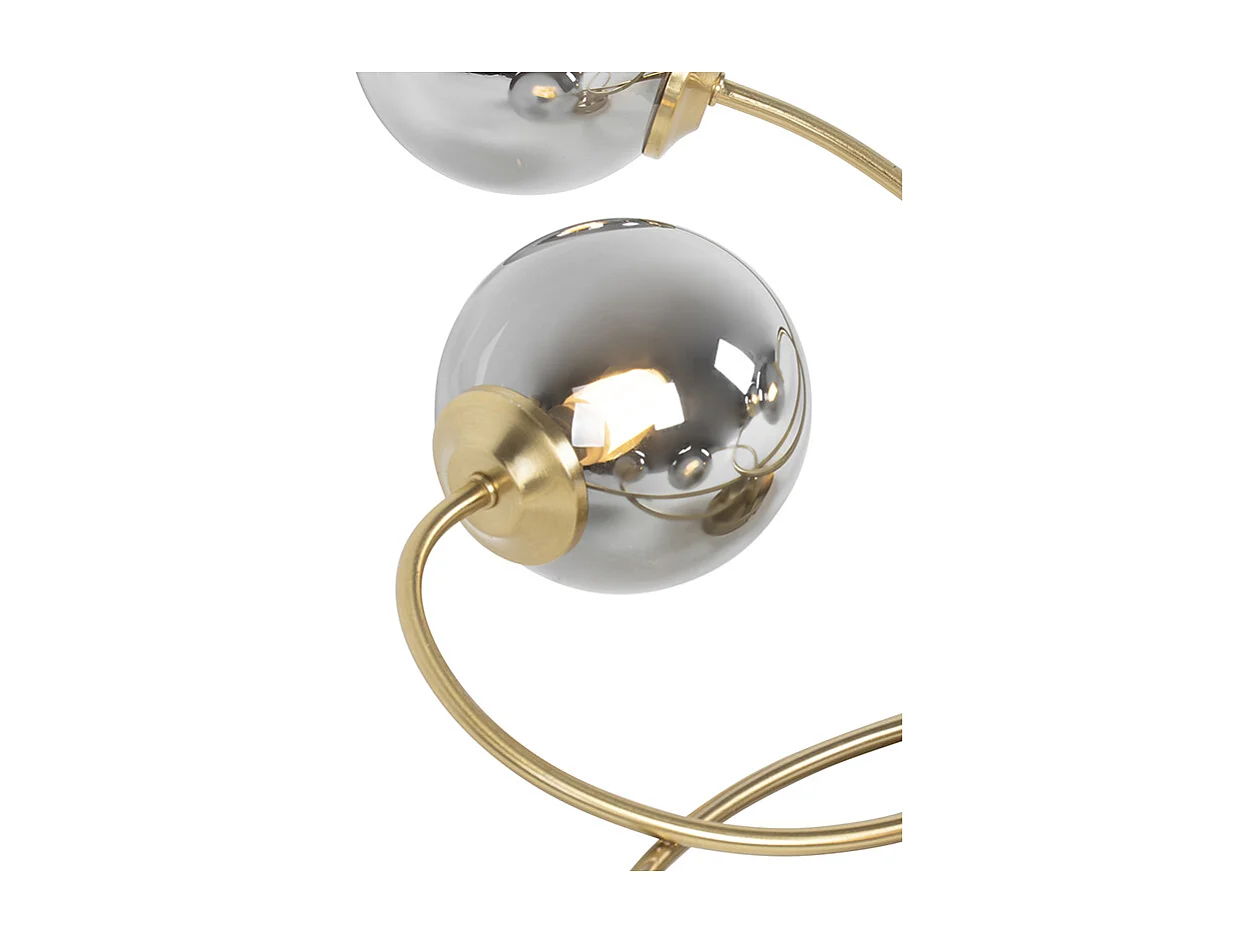 Plafonnier moderne doré à 6 lumières avec verre fumé - Athènes