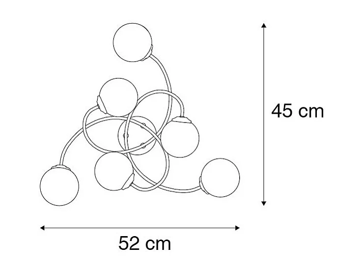 Plafonnier moderne doré à 6 lumières avec verre fumé - Athènes