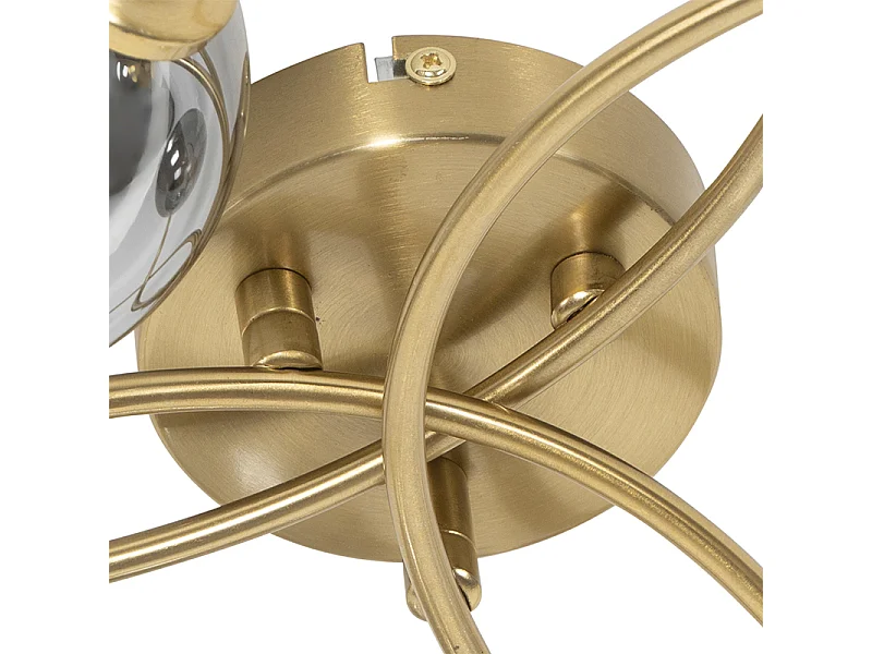 Plafonnier moderne doré à 6 lumières avec verre fumé - Athènes