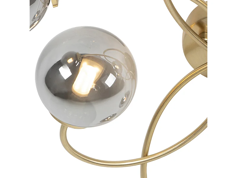 Plafonnier moderne doré 6 lumières avec verre fumé - Athènes