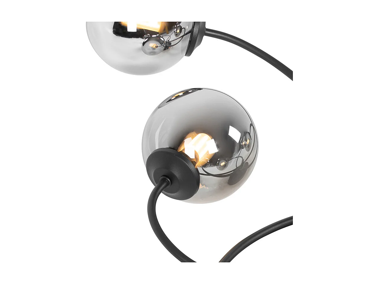 Plafonnier moderne noir 6 lumières avec verre fumé - Athènes