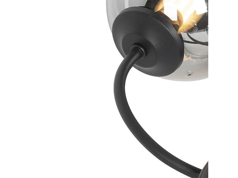 Plafonnier moderne noir 6 lumières avec verre fumé - Athènes