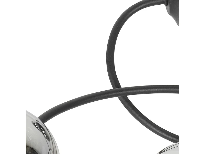 Plafonnier moderne noir 6 lumières avec verre fumé - Athènes