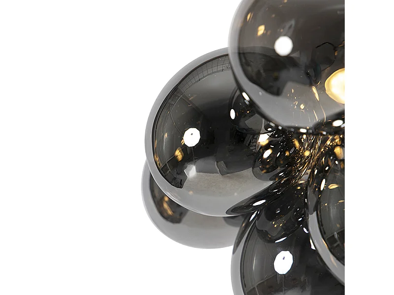 Plafonnier design noir avec verre fumé 4 lampes - Uvas