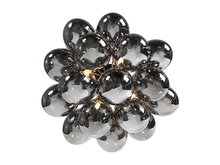 Plafonnier design noir avec verre fumé 4 lampes - Uvas