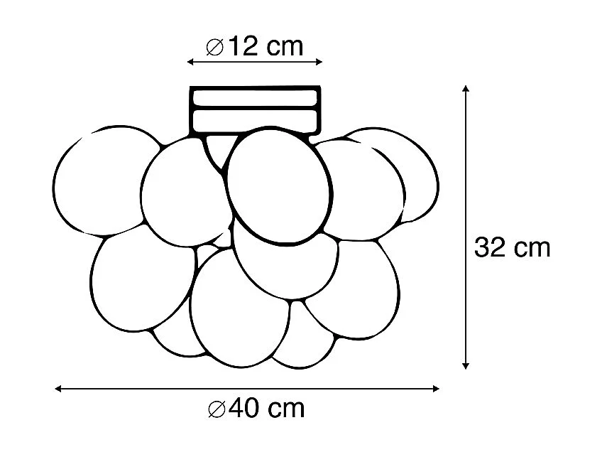 Plafonnier design noir avec verre fumé 4 lumières - Uvas