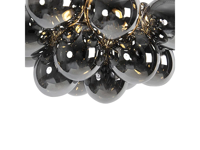 Plafonnier design noir avec verre fumé 4 lumières - Uvas