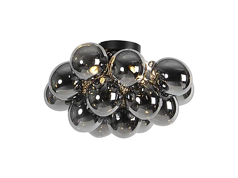 Plafonnier design noir avec verre fumé 4 lampes - Uvas