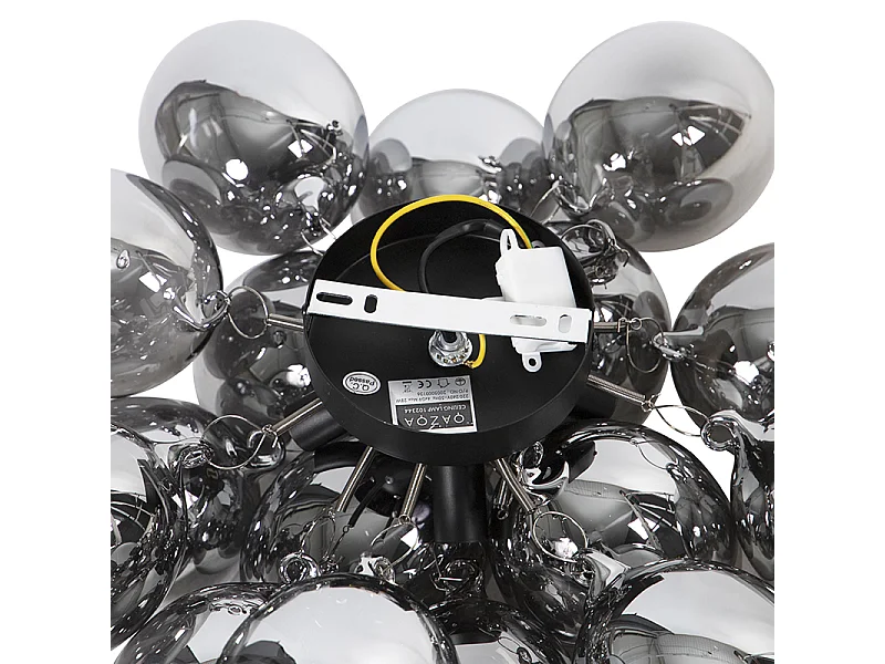 Plafonnier design noir avec verre fumé 4 lumières - Uvas