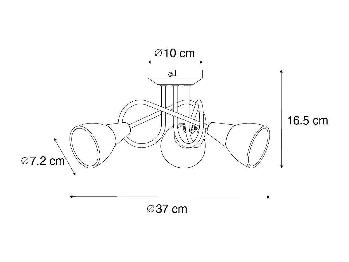 Plafonnier classique doré avec verre opale 3 lumières - Inez