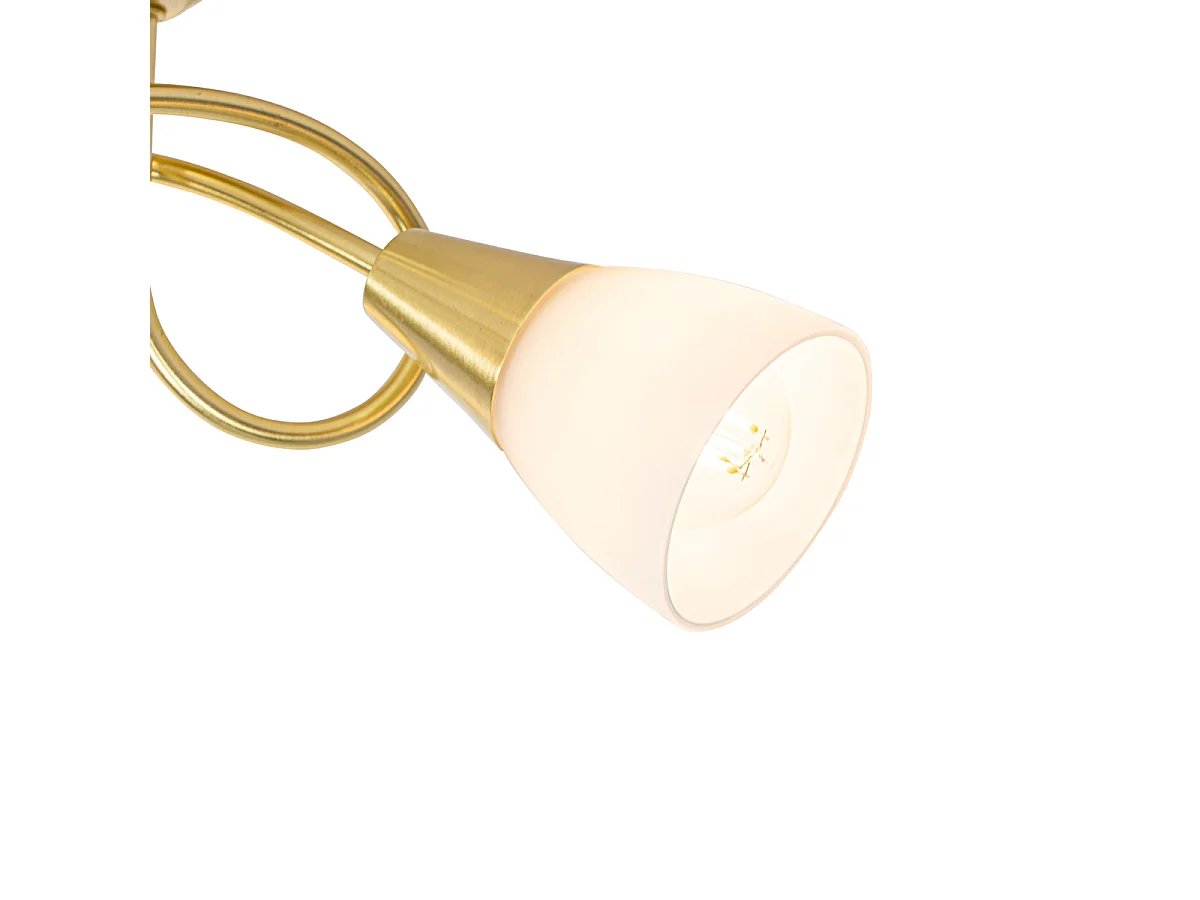 Plafonnier classique doré avec verre opale 3 lumières - Inez