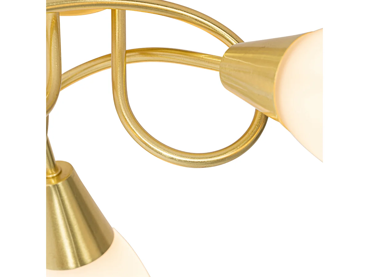 Plafonnier classique doré avec verre opale 3 lumières - Inez