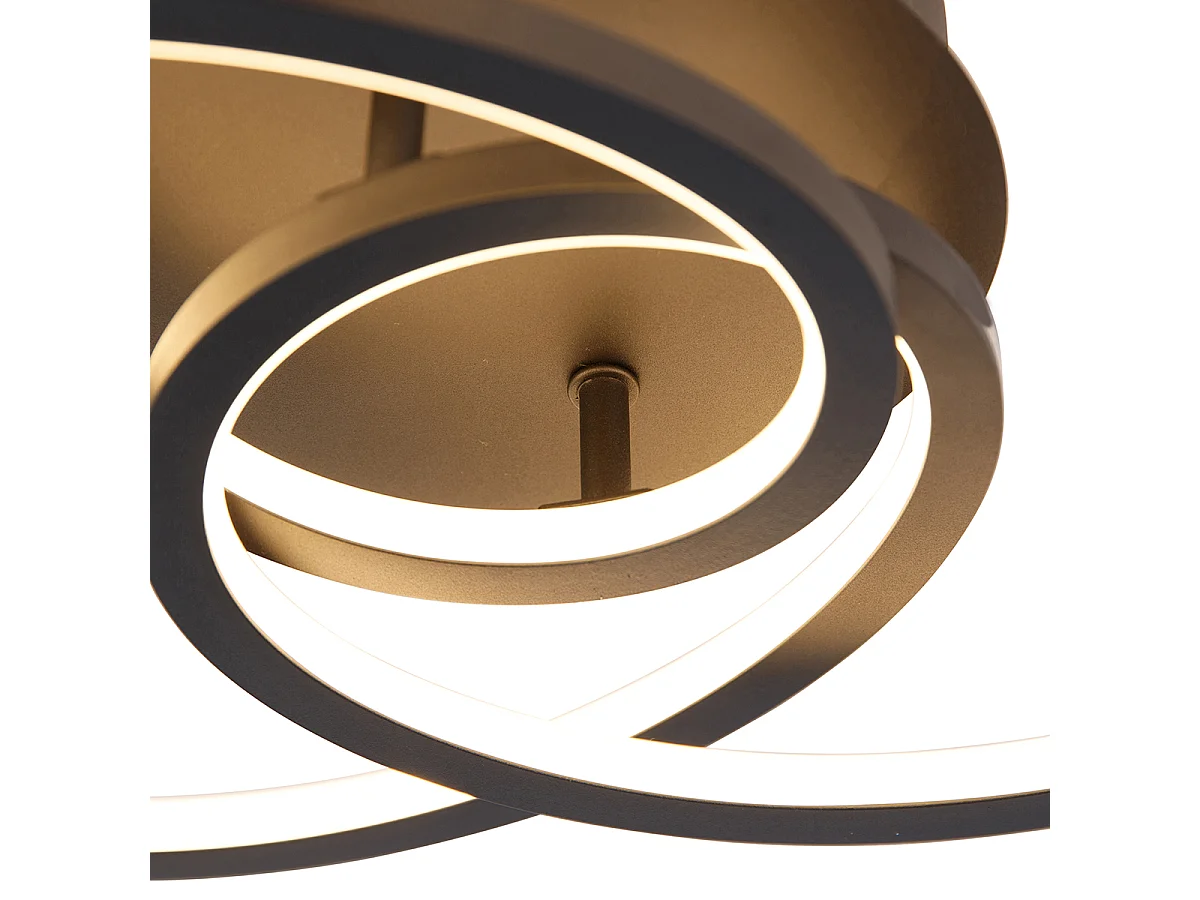 Plafonnier noir 45 cm avec LED 3 étapes dimmable - Rowin