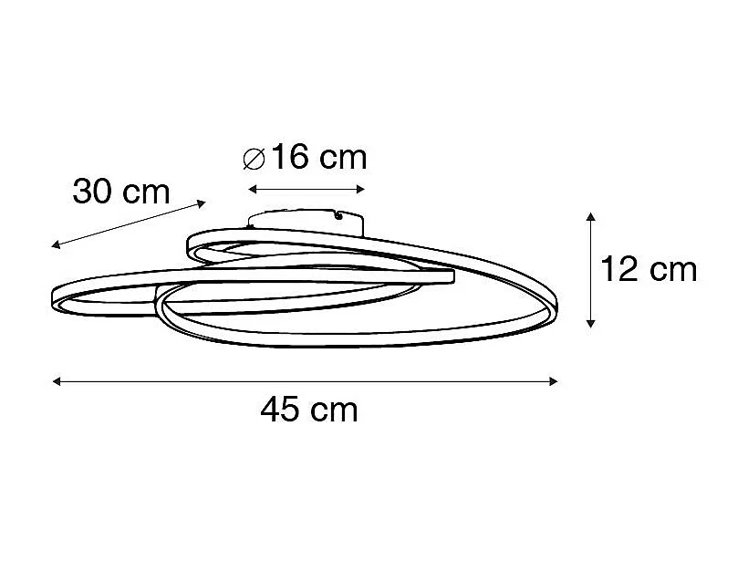 Plafonnier noir 45 cm avec LED 3 étapes dimmable - Rowin