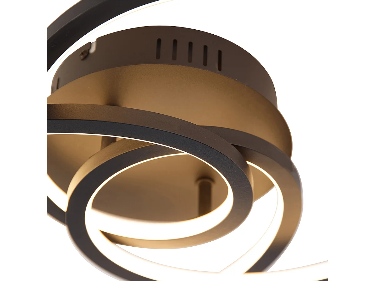 Plafonnier noir 45 cm avec LED 3 étapes dimmable - Rowin