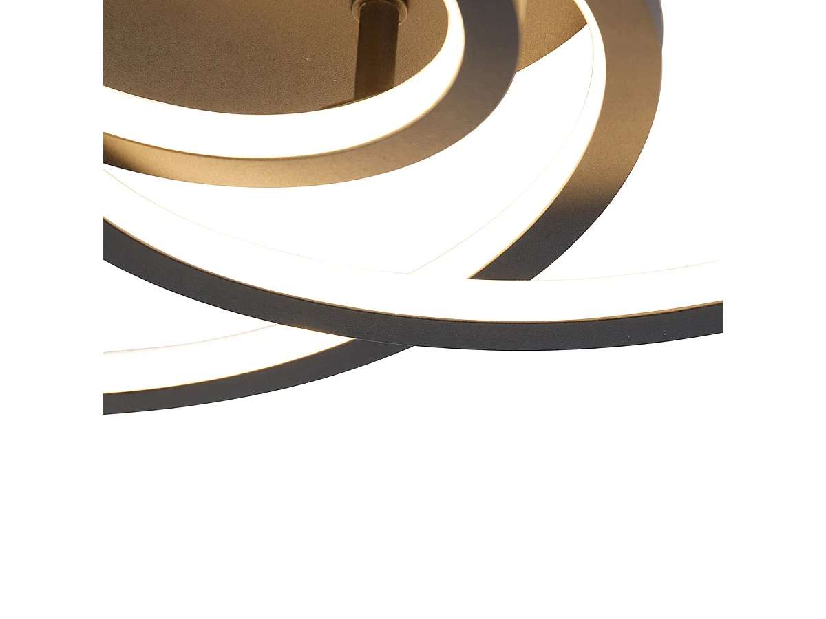 Plafonnier noir 45 cm avec LED à intensité variable 3 niveaux - Rowin