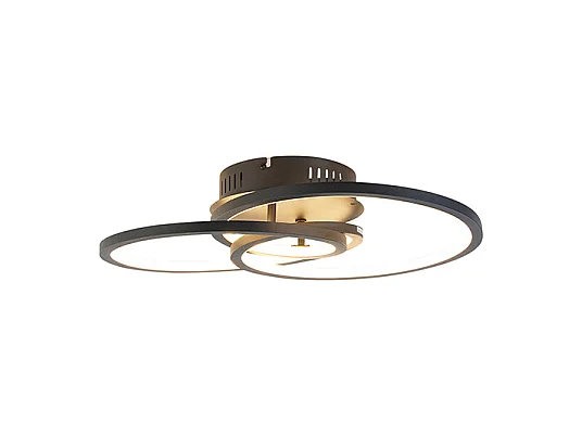 Plafonnier noir 45 cm avec LED 3 étapes dimmable - Rowin