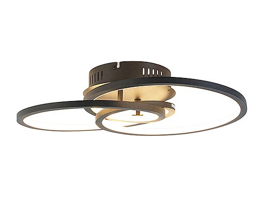 Plafonnier noir 45 cm avec LED à intensité variable 3 niveaux - Rowin