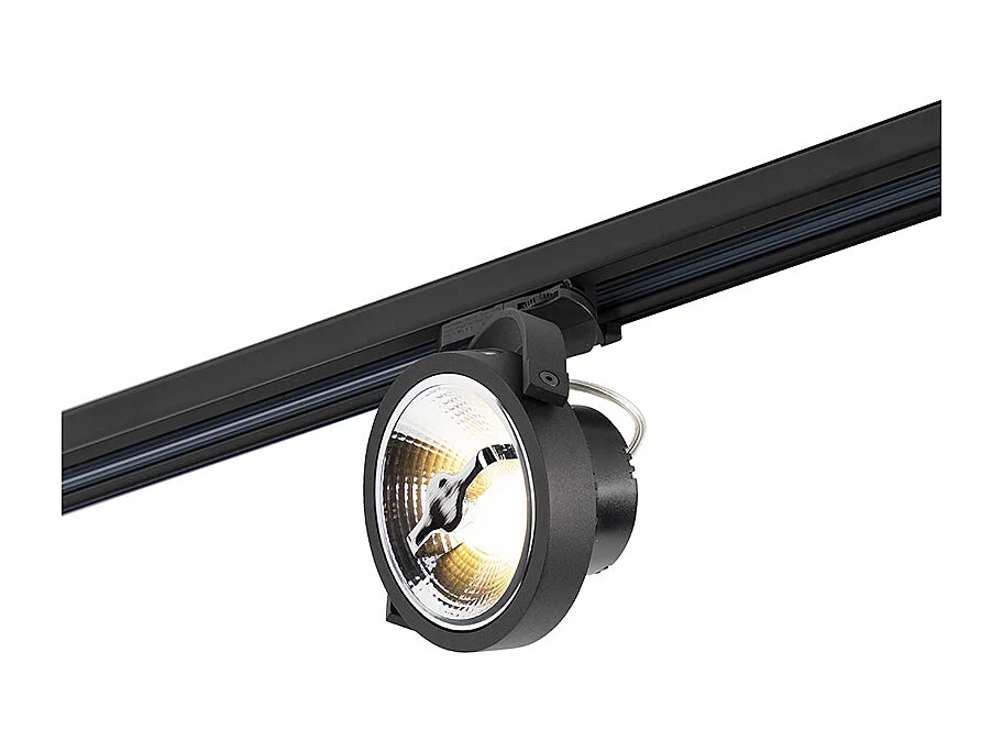 Spot sur rail LED triphasé noir 15W 2700K avec AR111 - Expert