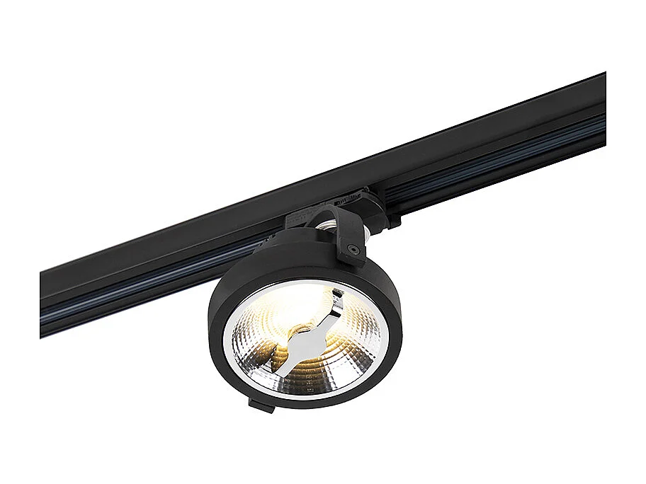Spot sur rail LED triphasé noir 15W 2700K avec AR111 - Expert