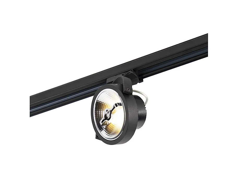 Spot sur rail LED triphasé noir 15W 2700K avec AR111 - Expert