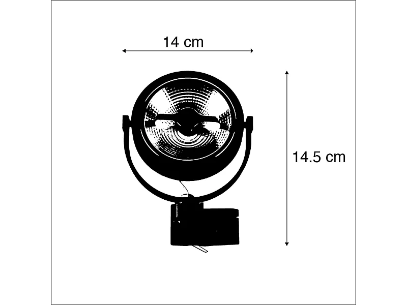 Spot sur rail LED triphasé noir 15W 2700K avec AR111 - Expert