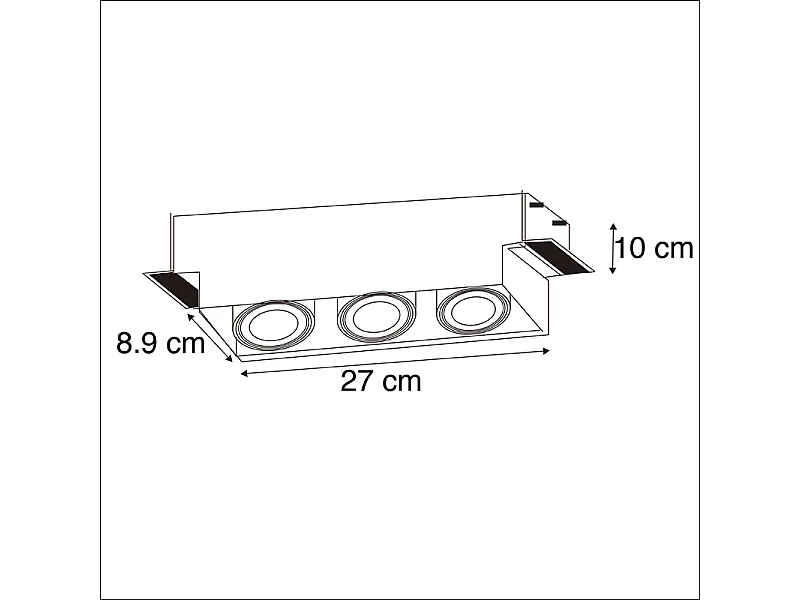 Spot encastrable intelligent moderne noir sans bordure avec 3 GU10 Wifi - Oneon 3