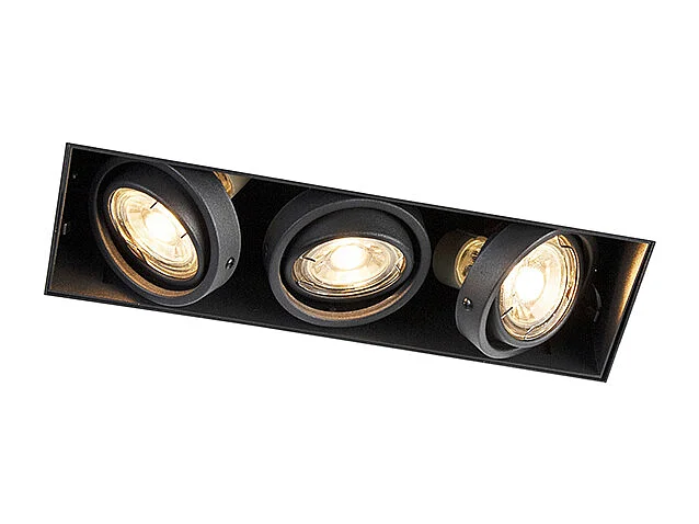 Spot encastrable intelligent moderne noir sans bordure avec 3 GU10 Wifi - Oneon 3