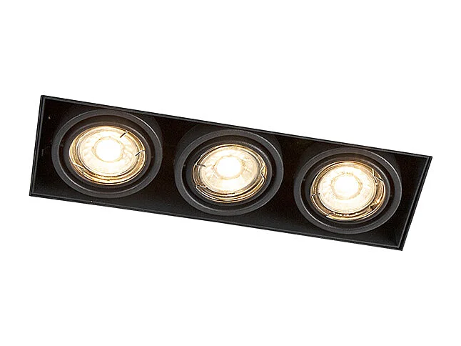 Spot encastrable intelligent moderne noir sans bordure avec 3 GU10 Wifi - Oneon 3