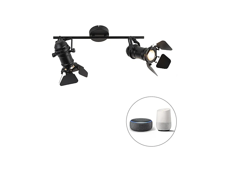 Smart spot noir avec WiFi GU10 2 lumières avec volets - Film