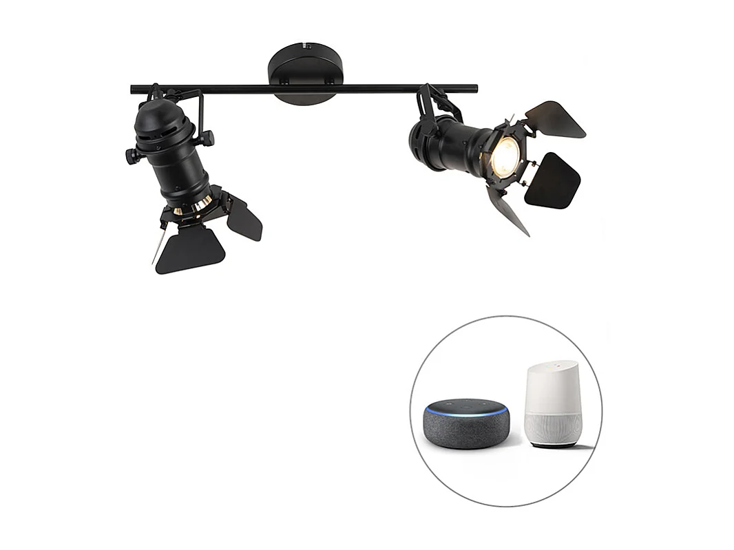Smart spot noir avec WiFi GU10 2 lumières avec volets - Film
